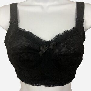 Baetty Bra Women Size 34C Black Lace Wide Adjustable Straps Wireless UnPadded
